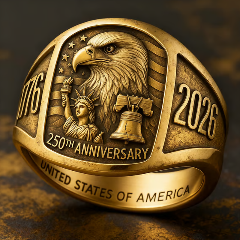 🎖️250. výročí Pamětní prsten s orlem 1776–2026🦅