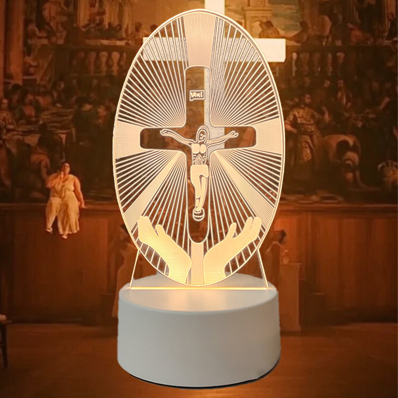 🌙 Mír a víra v jednom světle – 3D noční lampa s Ježíšem