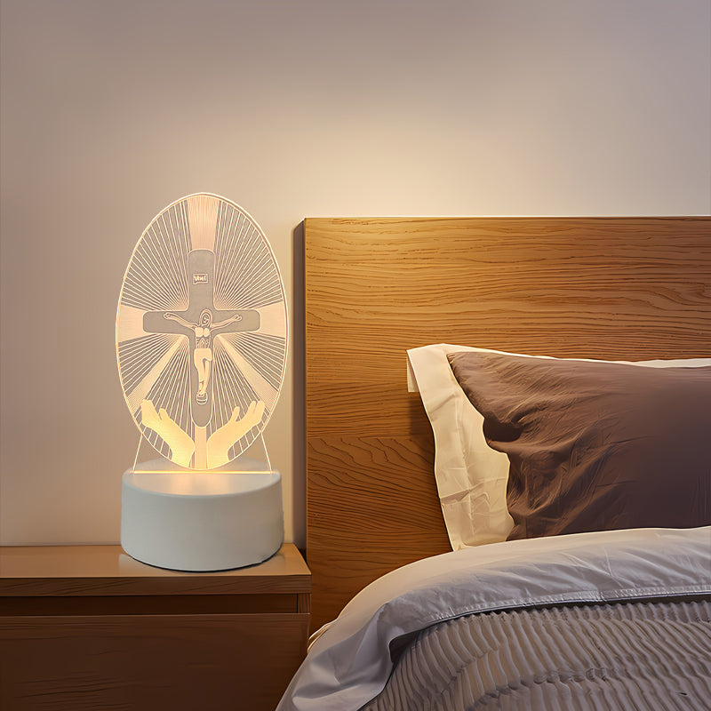 🌙 Mír a víra v jednom světle – 3D noční lampa s Ježíšem