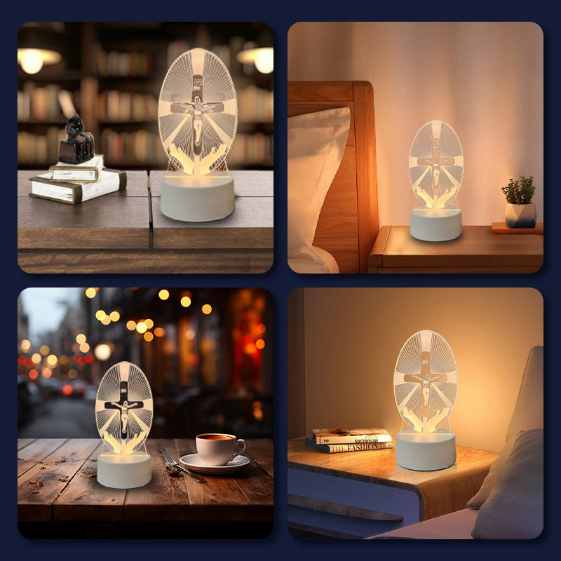 🌙 Mír a víra v jednom světle – 3D noční lampa s Ježíšem