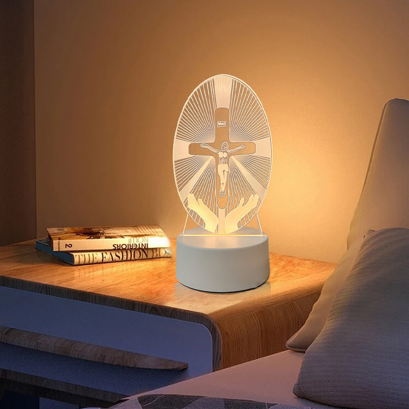 🌙 Mír a víra v jednom světle – 3D noční lampa s Ježíšem