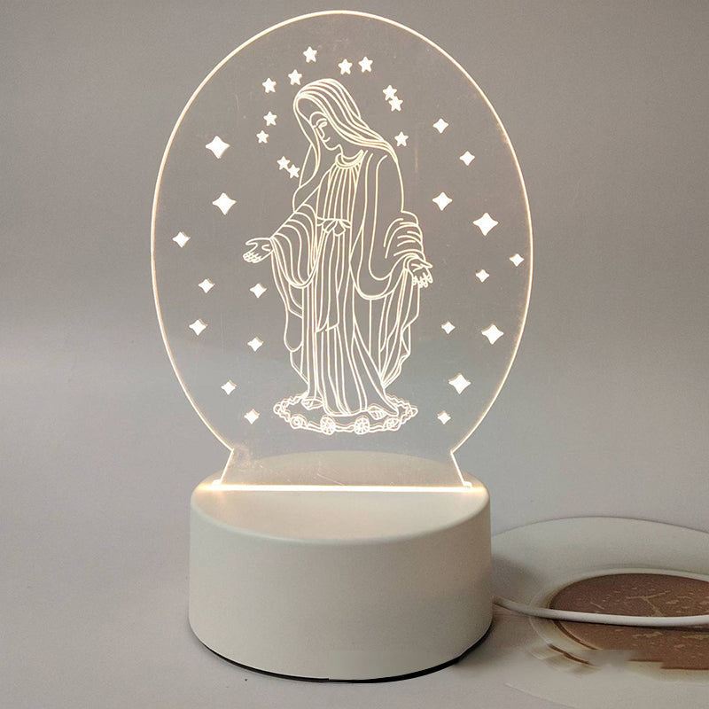 🌙 Mír a víra v jednom světle – 3D noční lampa s Ježíšem