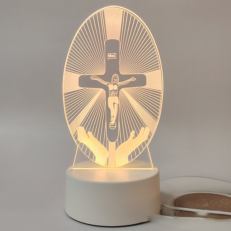 🌙 Mír a víra v jednom světle – 3D noční lampa s Ježíšem