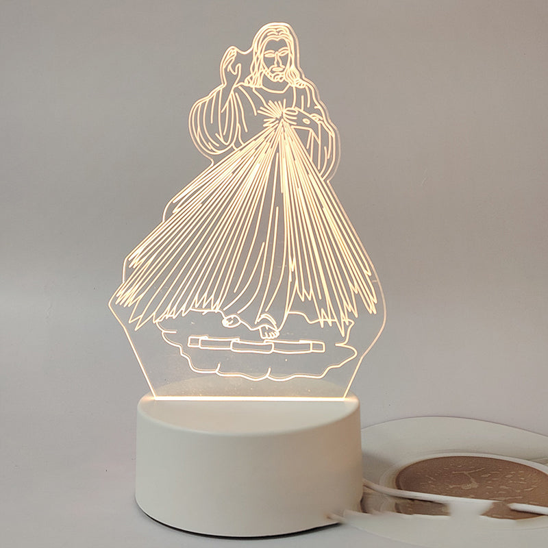 🌙 Mír a víra v jednom světle – 3D noční lampa s Ježíšem