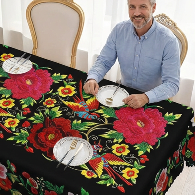💖Luxusní žakárový ubrus v barvě s vlnitým okrajem