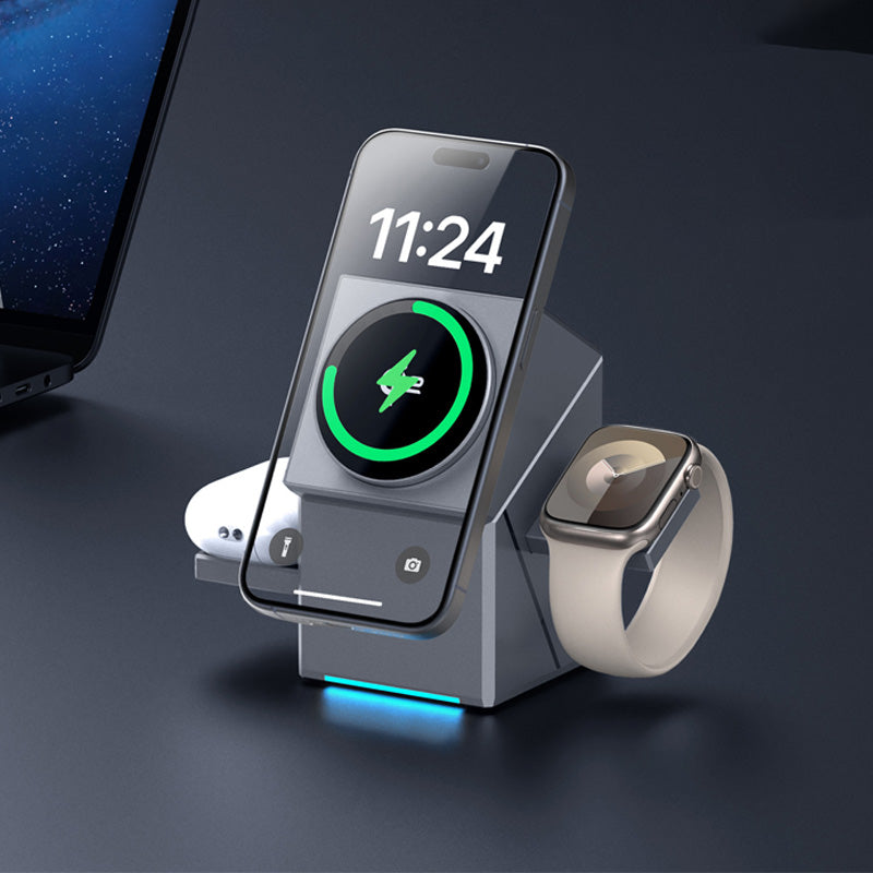 Skládací magnetická bezdrátová nabíjecí stanice 3 v 1