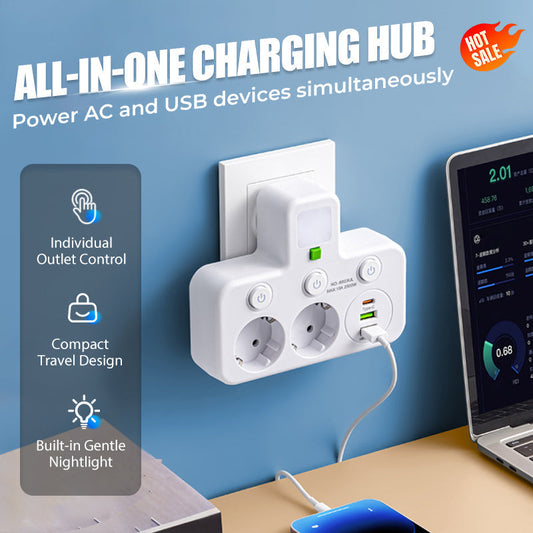 🔌⚡Chytrý napájecí kabel s USB porty (EU zástrčka)