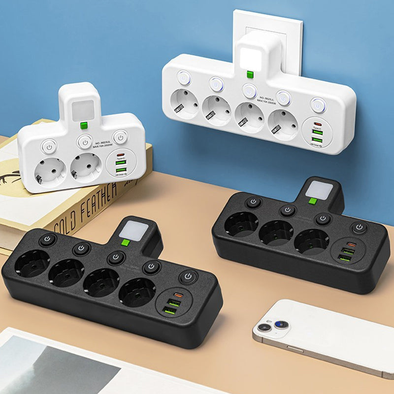 🔌⚡Chytrý napájecí kabel s USB porty (EU zástrčka)