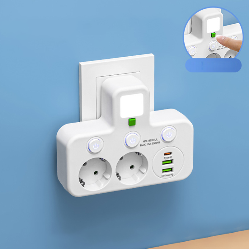 🔌⚡Chytrý napájecí kabel s USB porty (EU zástrčka)