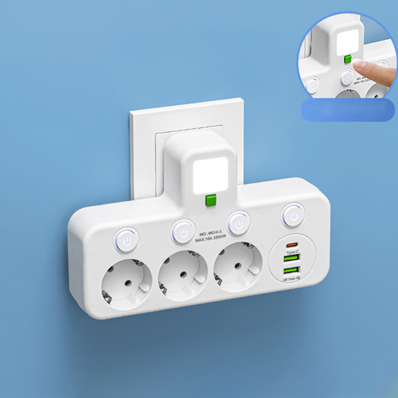 🔌⚡Chytrý napájecí kabel s USB porty (EU zástrčka)
