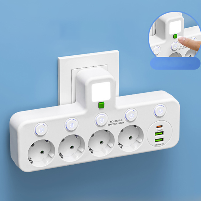 🔌⚡Chytrý napájecí kabel s USB porty (EU zástrčka)