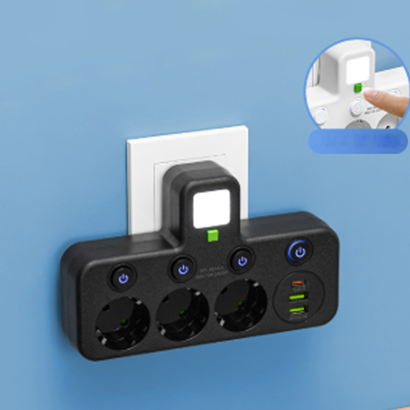 🔌⚡Chytrý napájecí kabel s USB porty (EU zástrčka)