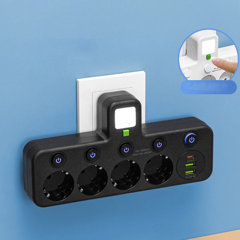 🔌⚡Chytrý napájecí kabel s USB porty (EU zástrčka)