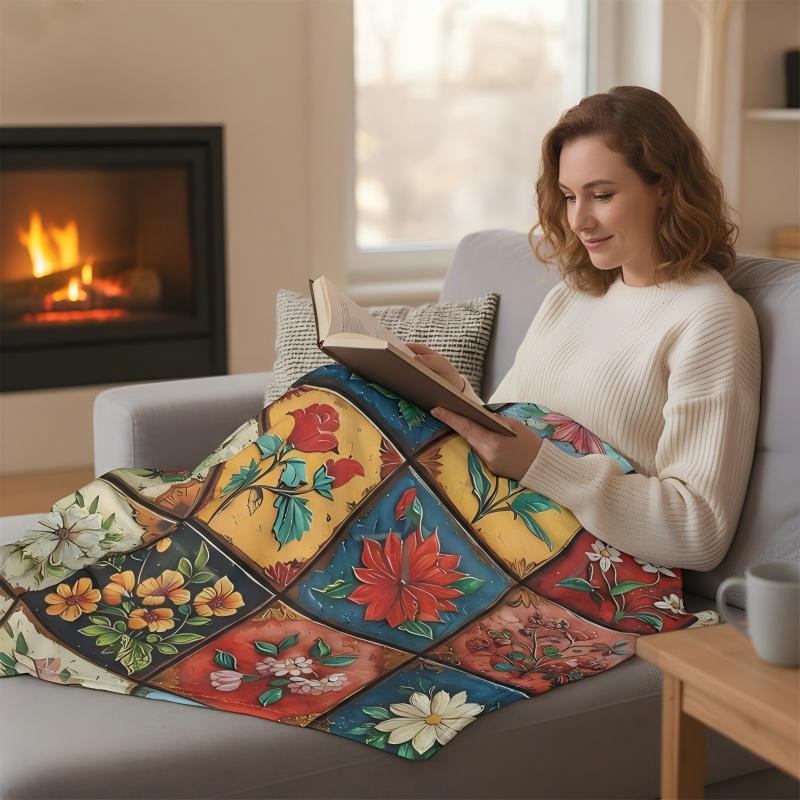 🌼 Útulná a měkká flanelová deka s květinovým vzorem 🛋️💐