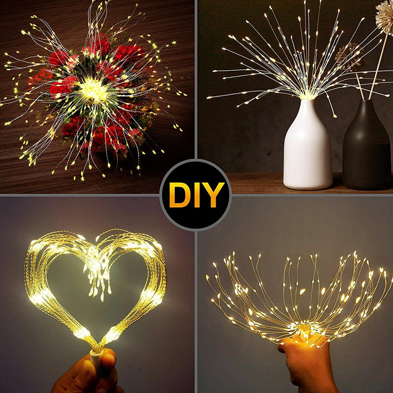 ☀️🎆 Solární světelné řetězy Solar Fireworks – automatické zapínání/vypínání, vodotěsné LED diody pro zahradu, terasu a večírky  🎉✨