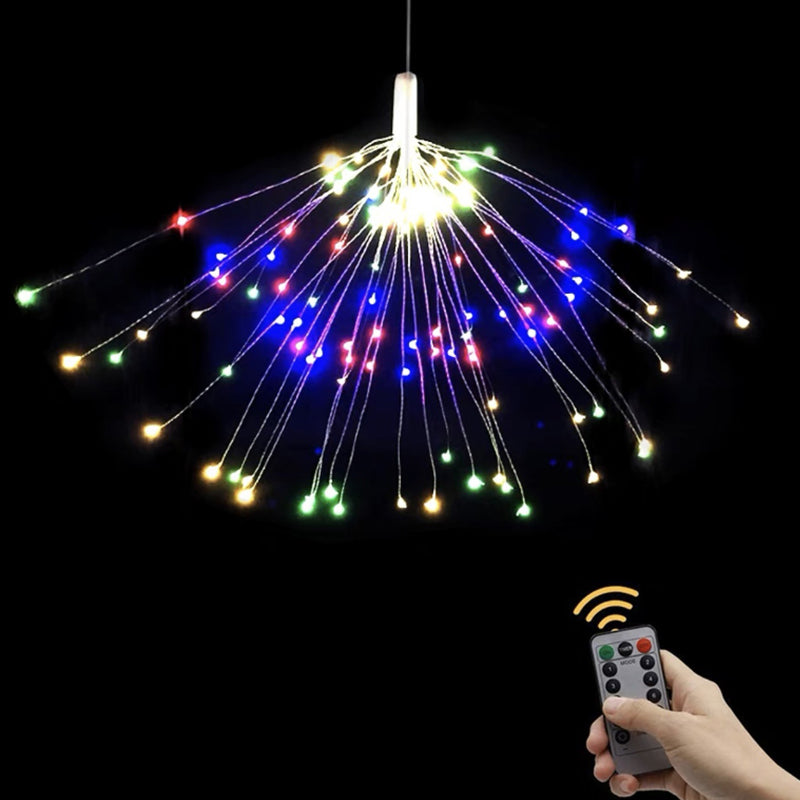 ☀️🎆 Solární světelné řetězy Solar Fireworks – automatické zapínání/vypínání, vodotěsné LED diody pro zahradu, terasu a večírky  🎉✨