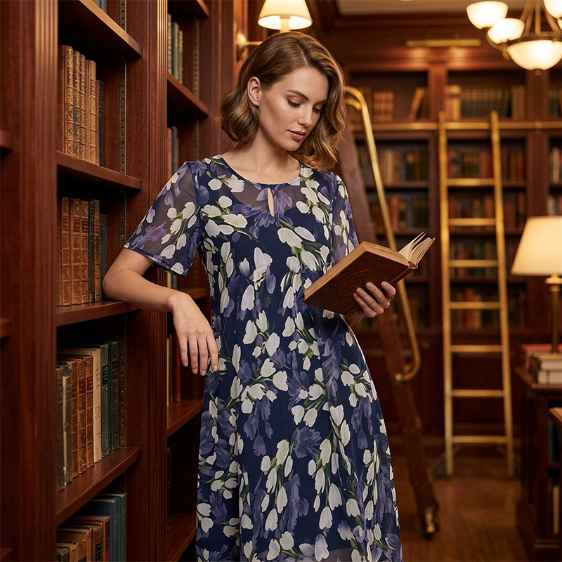 Dámské společenské šaty áčkového střihu s květinovým vzorem👗