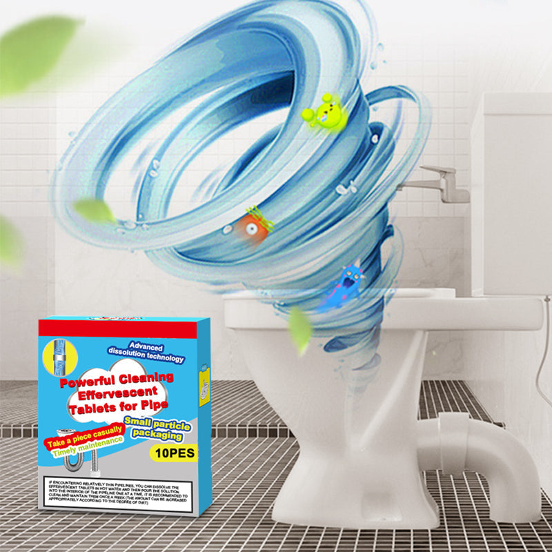🔥 SLEVA 50% ❤️ Účinné čistící šumivé tablety do potrubí – rychle rozpouští ucpání vlasy a mastnoty, antibakteriální deodorizační čistič pro umyvadla, toalety a podlahové odpady
