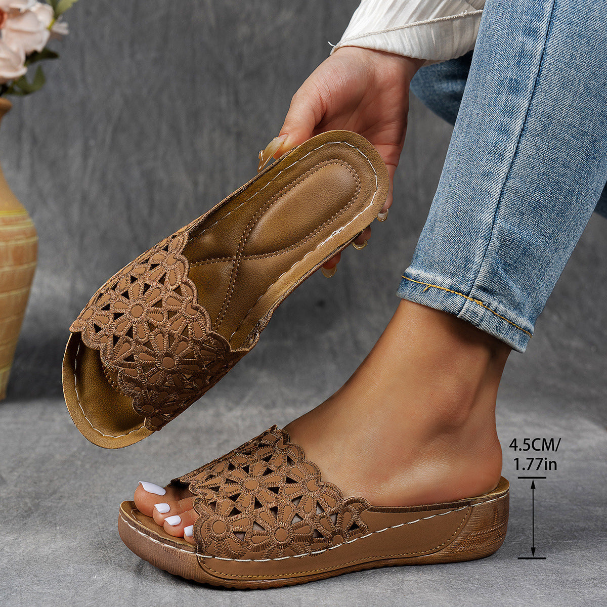 🌸 Prodyšné ortopedické pantofle pro ženy s otevřenou špičkou, měkkým polstrováním a oporou klenby | Celodenní pohodlí, úleva od bolesti nohou 👣✨