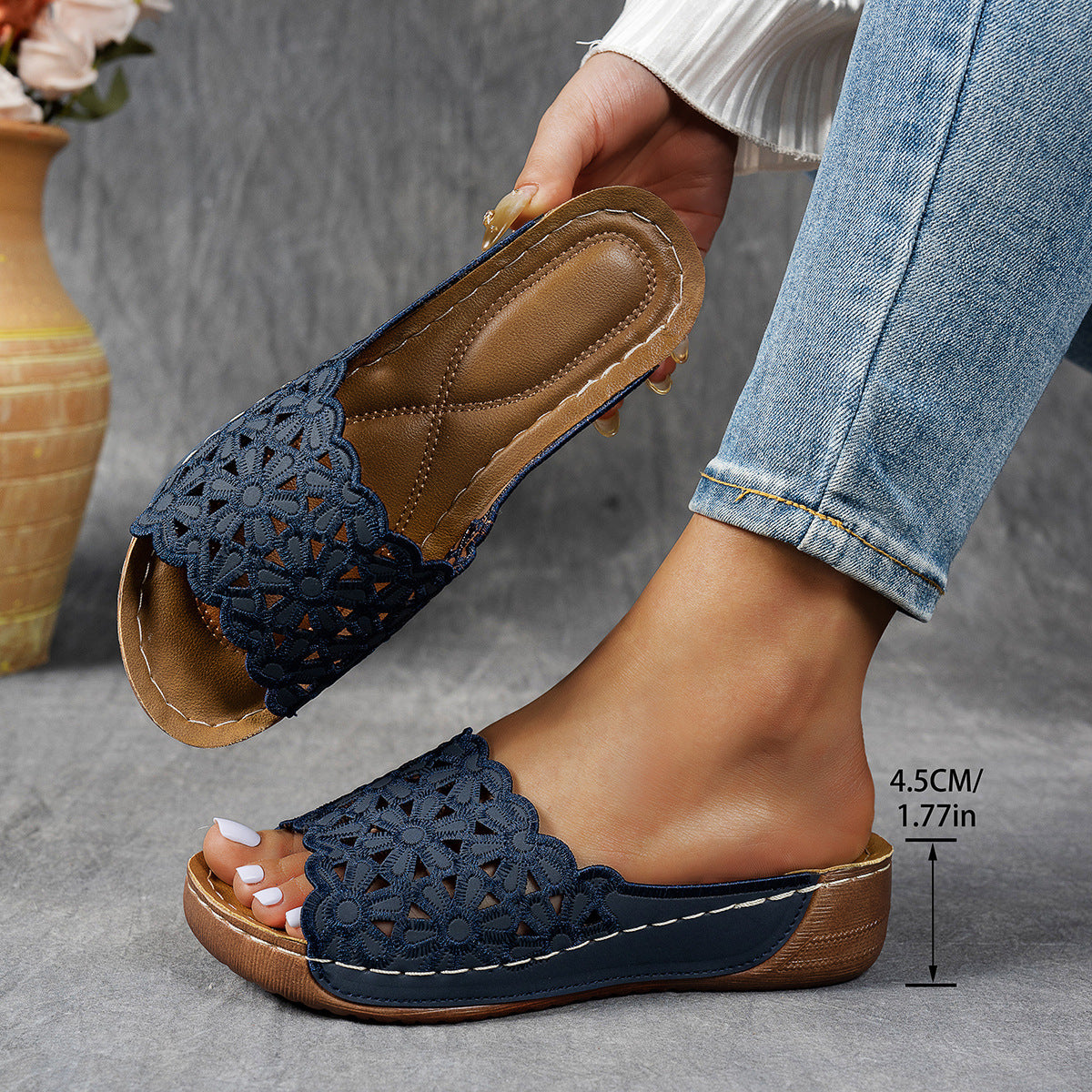 🌸 Prodyšné ortopedické pantofle pro ženy s otevřenou špičkou, měkkým polstrováním a oporou klenby | Celodenní pohodlí, úleva od bolesti nohou 👣✨