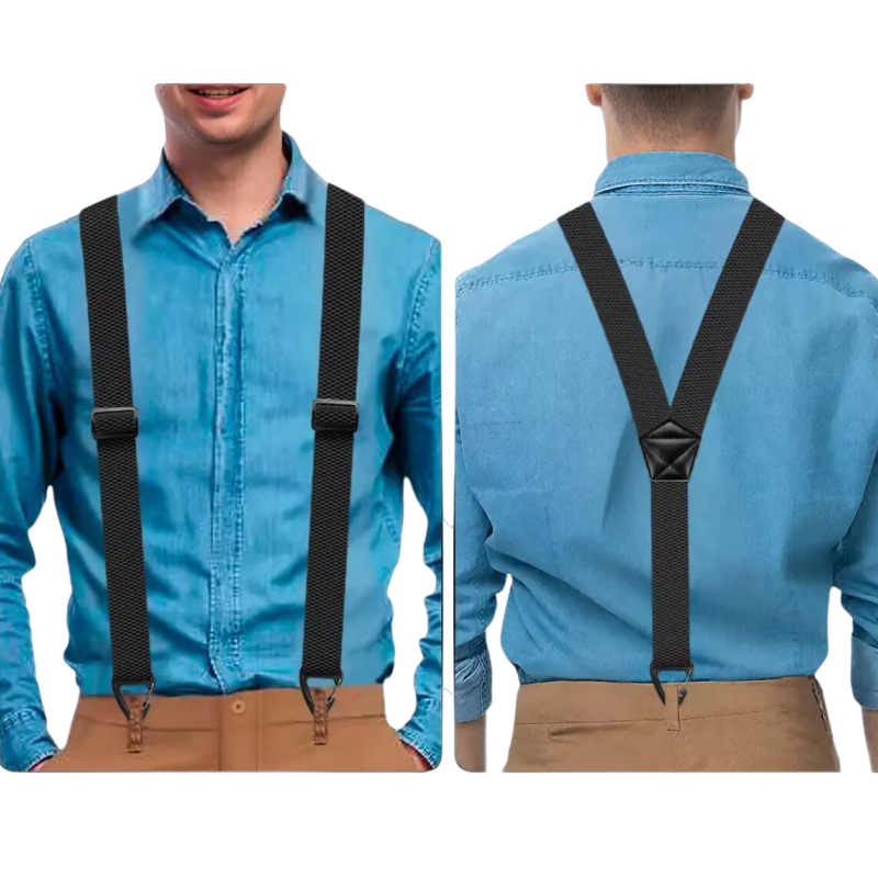 👔 Pánské šle s konstrukcí do X a háčkovými klipy – Robustní úchyty, široké popruhy a nastavitelná délka 👖