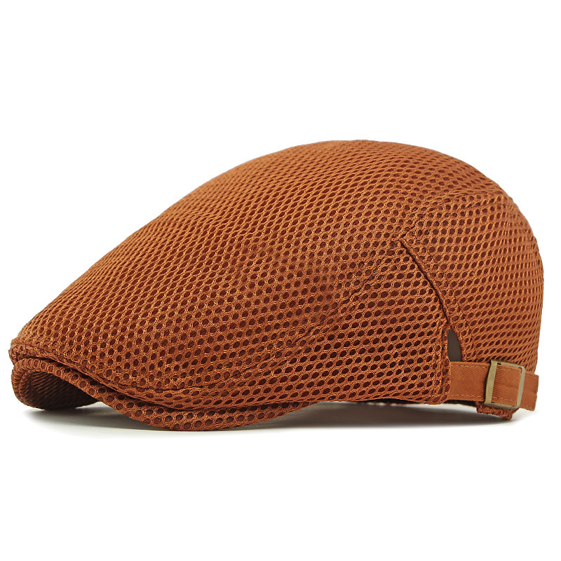 🧢 Vzdušná, plochá čepice s nastavitelným ramínkem – síťovaná tkanina, klasický styl čepice s břečťanem 🍁