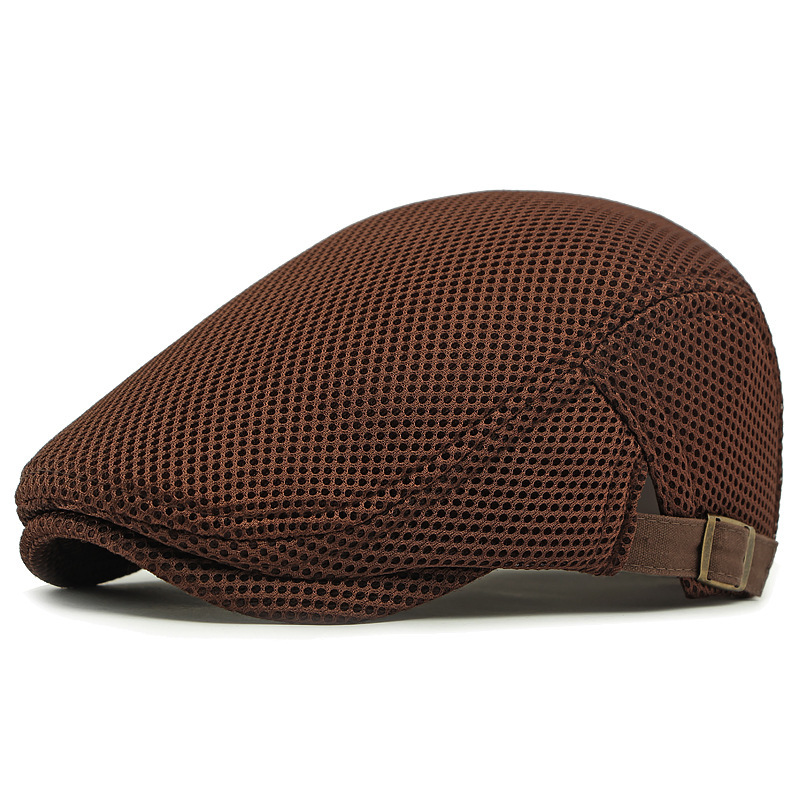 🧢 Vzdušná, plochá čepice s nastavitelným ramínkem – síťovaná tkanina, klasický styl čepice s břečťanem 🍁