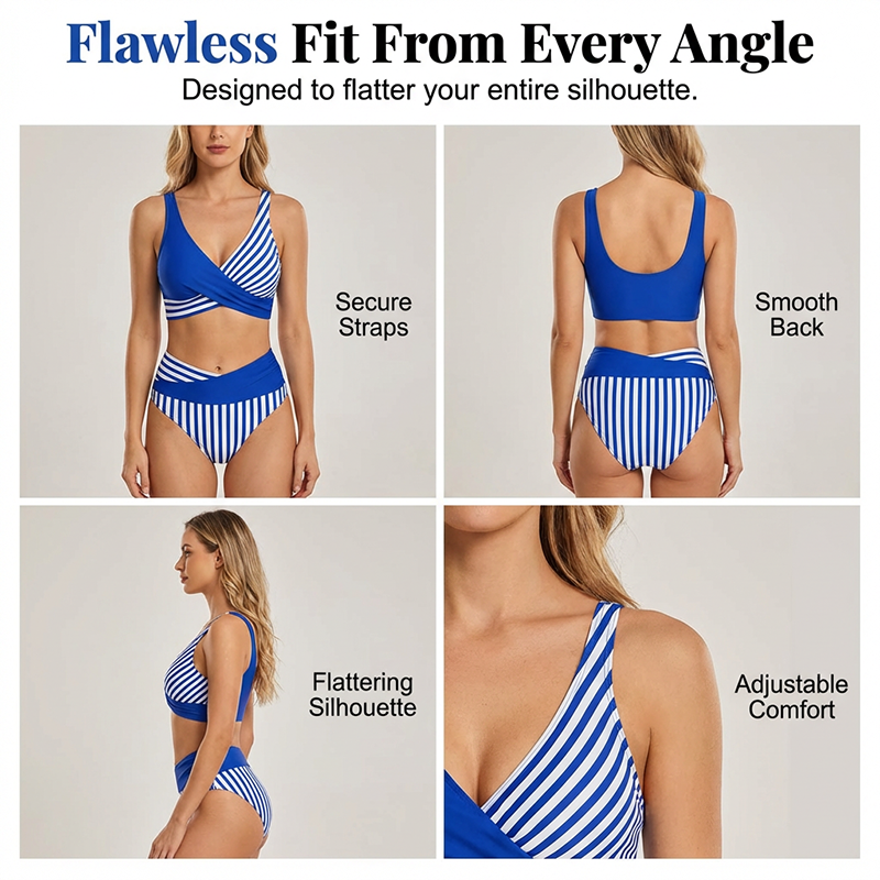 👙 Barevně blokované bikiny S-3XL: Stylové a tvarující dvoudílné plavky 🌊
