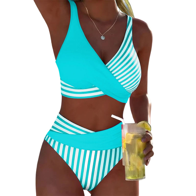 👙 Barevně blokované bikiny S-3XL: Stylové a tvarující dvoudílné plavky 🌊