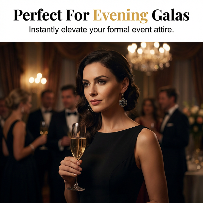 👱‍♀️💖 Elegantní černé květinové náušnice