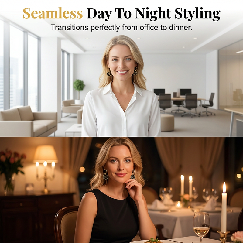 👱‍♀️💖 Elegantní černé květinové náušnice