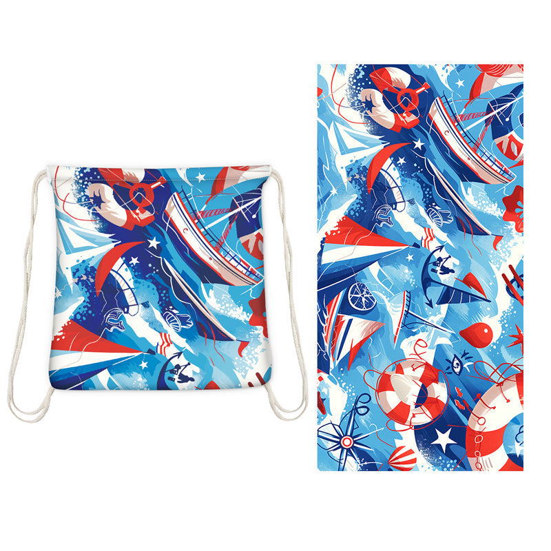 2-in-1 Printed Beach Towel Backpack