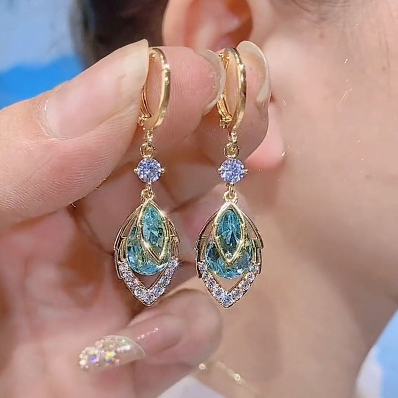 💎Nebesky modré visací náušnice ve tvaru diamantu
