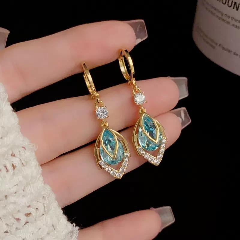 💎Nebesky modré visací náušnice ve tvaru diamantu