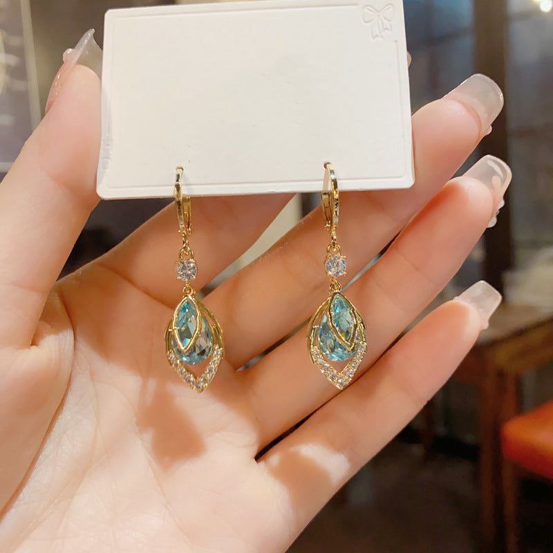 💎Nebesky modré visací náušnice ve tvaru diamantu