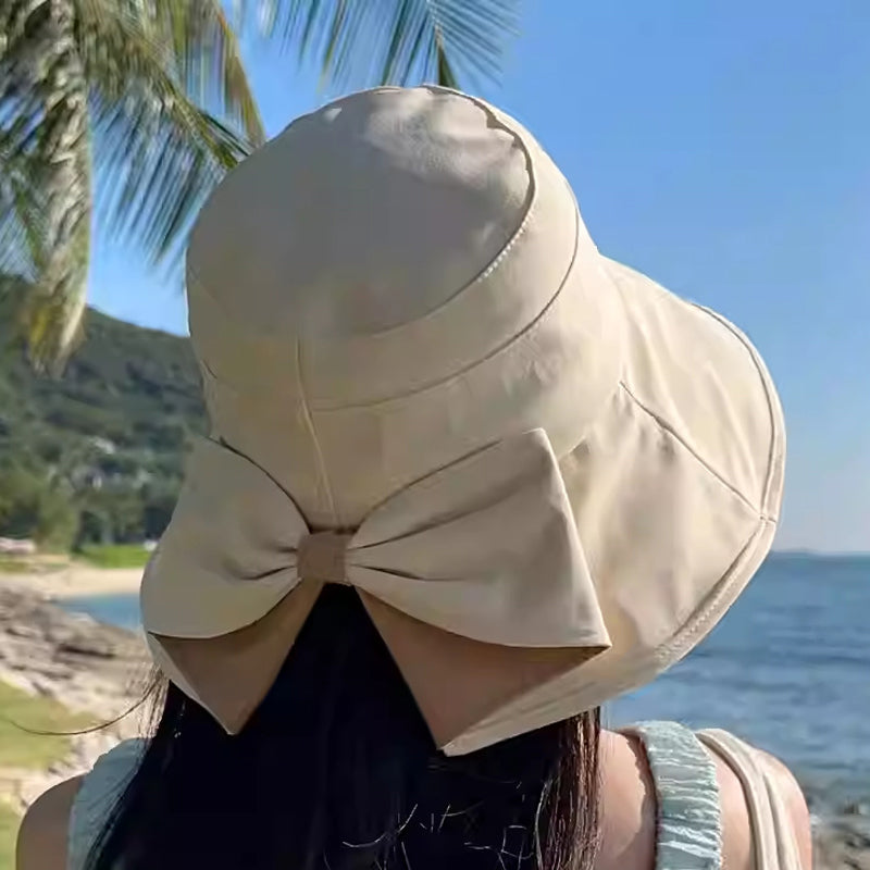👒 Letní výprodej ☀️ Dámský klobouk s širokým okrajem a mašlí