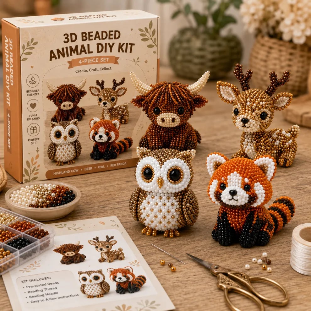 🧵🦉Bébi állatok kézműves készlet 3D gyöngyökkel