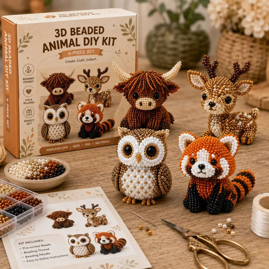 🧵🦉Bébi állatok kézműves készlet 3D gyöngyökkel