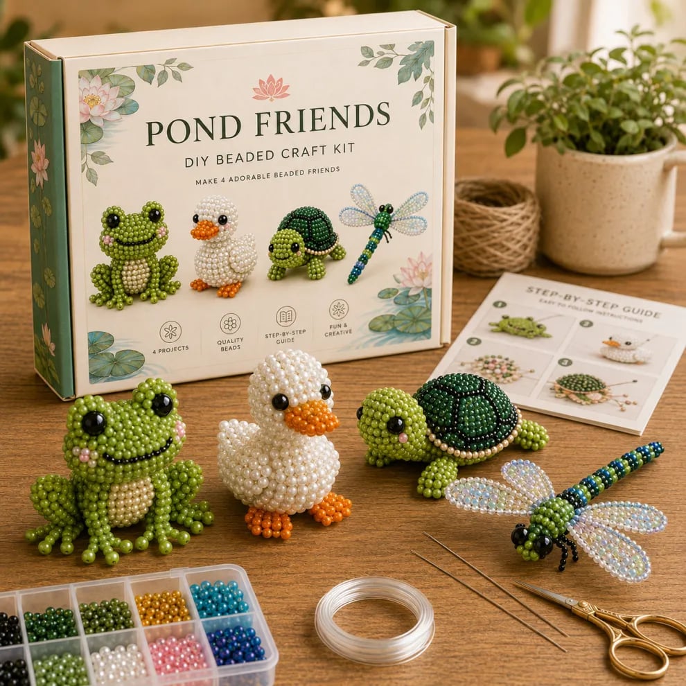 🧵🦉Bébi állatok kézműves készlet 3D gyöngyökkel