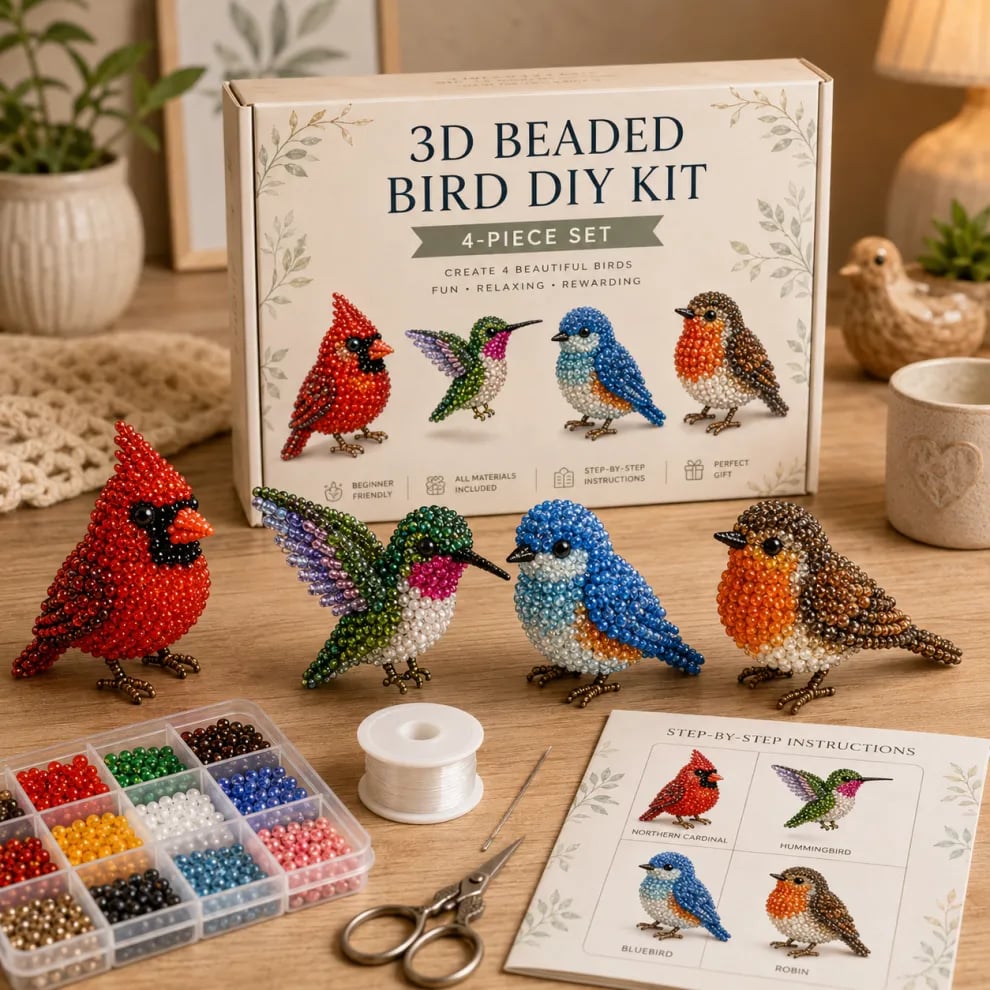 🧵🦉Bébi állatok kézműves készlet 3D gyöngyökkel