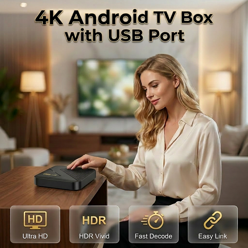 Vychutnejte si ohromující 4K obraz a plynulé streamování – 4K Android TV box s USB portem. Na dobírku! 📺