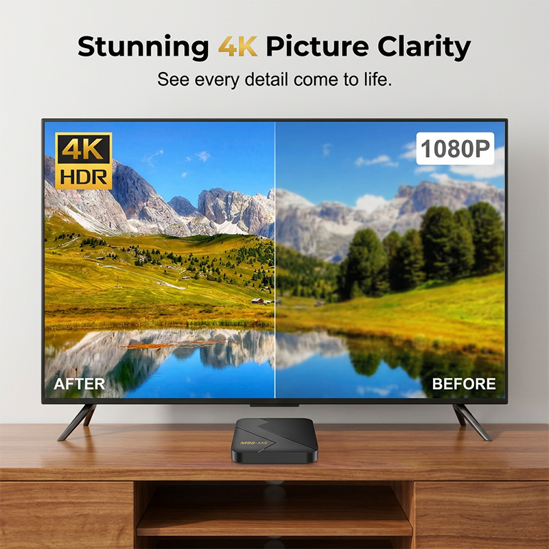 Vychutnejte si ohromující 4K obraz a plynulé streamování – 4K Android TV box s USB portem. Na dobírku! 📺