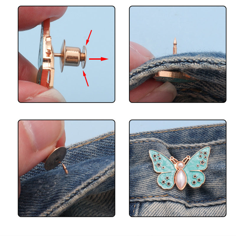 🌸🦋 Odnímatelná přezka ve tvaru motýla - nastavitelná bez nářadí, ideální na džíny, sukně a šaty✨👗
