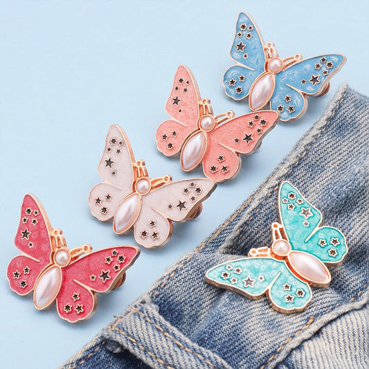🌸🦋 Odnímatelná přezka ve tvaru motýla - nastavitelná bez nářadí, ideální na džíny, sukně a šaty✨👗