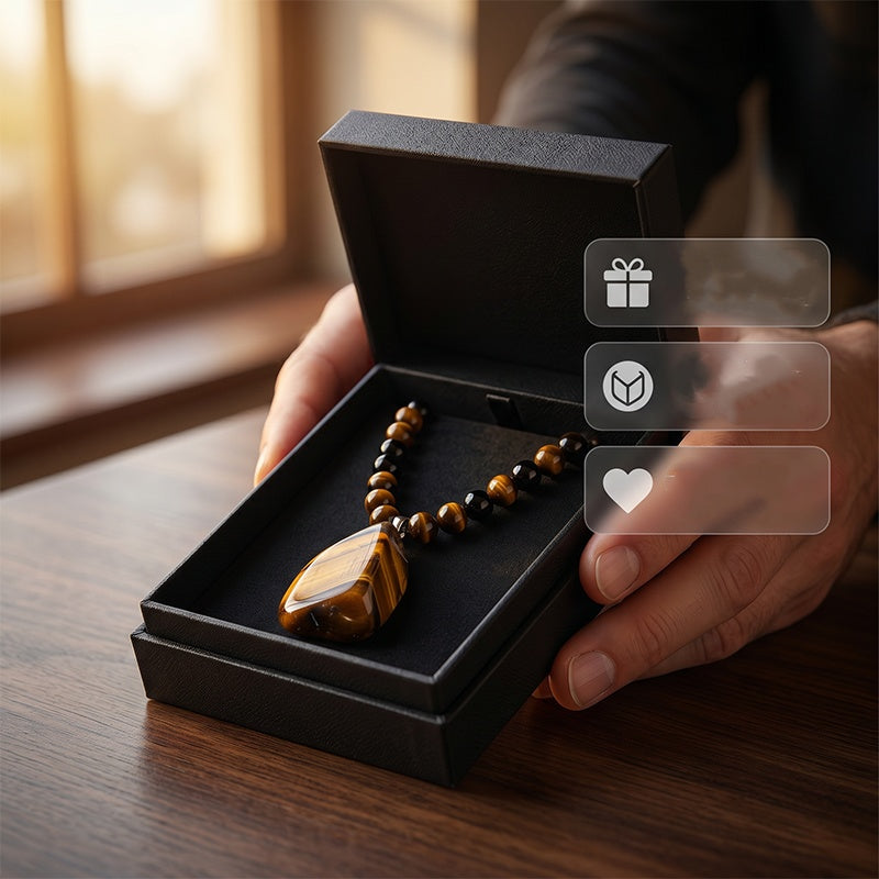 🔥50% SLEVA NYNÍ🦁 Náhrdelník z přírodních korálků tygřího oka pro muže – stylový šperk s energetickým kamenem pro každodenní použití i jako dárek 🎁