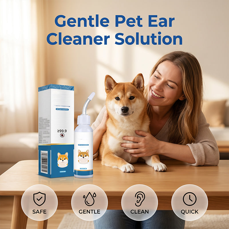 🐶 🧴 Jemný čistič uší pro domácí mazlíčky – Zklidňuje svědění, odstraňuje ušní maz a nepříjemné pachy – Ideální pro psy a kočky 🐱