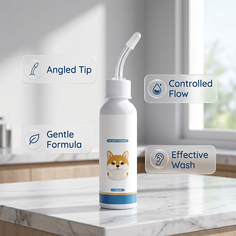 🐶 🧴 Jemný čistič uší pro domácí mazlíčky – Zklidňuje svědění, odstraňuje ušní maz a nepříjemné pachy – Ideální pro psy a kočky 🐱