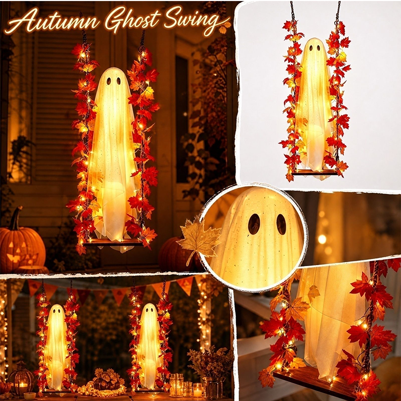 🎃👻 LED halloweenská dekorace s duchem 🍁