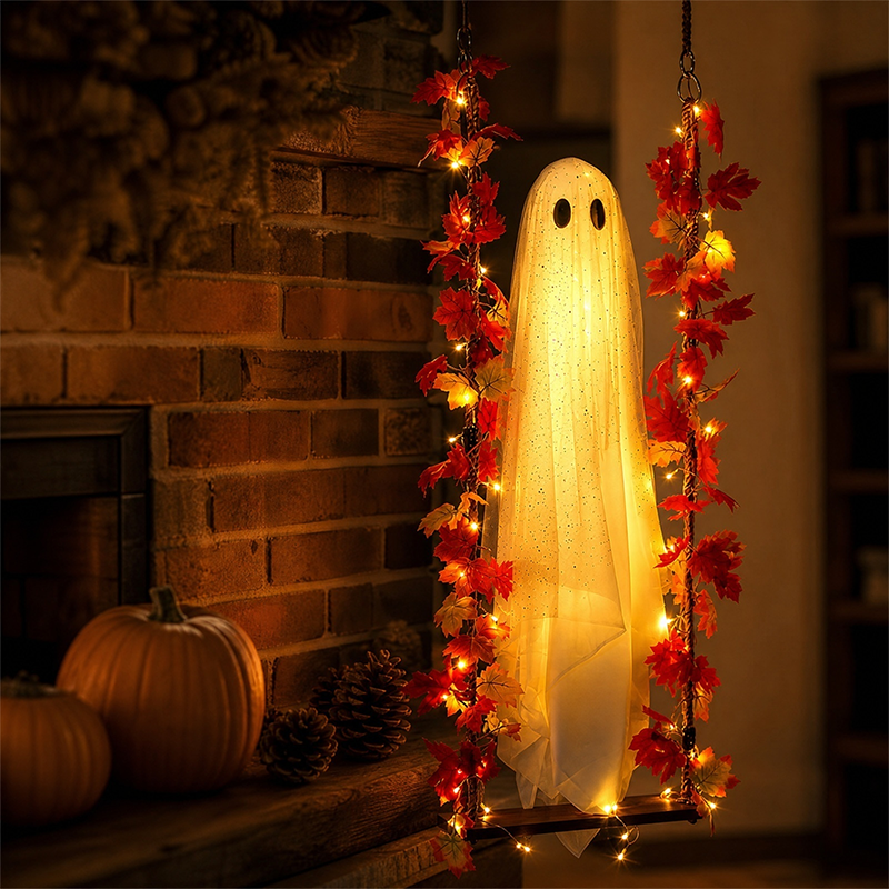 🎃👻 LED halloweenská dekorace s duchem 🍁