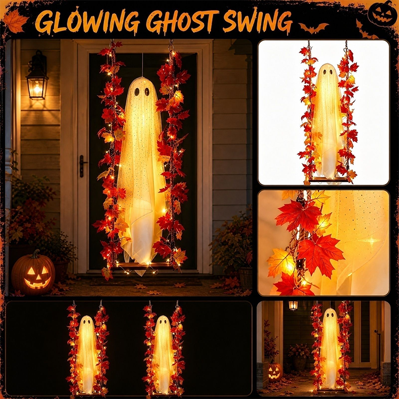 🎃👻 LED halloweenská dekorace s duchem 🍁